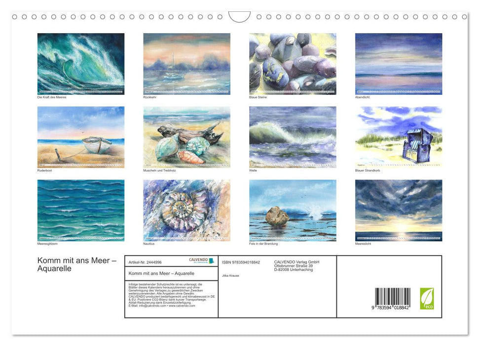 Komm mit ans Meer – Aquarelle (CALVENDO Wandkalender 2027)