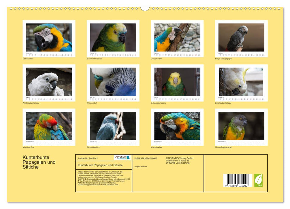 Kunterbunte Papageien und Sittiche (CALVENDO Premium Wandkalender 2027)