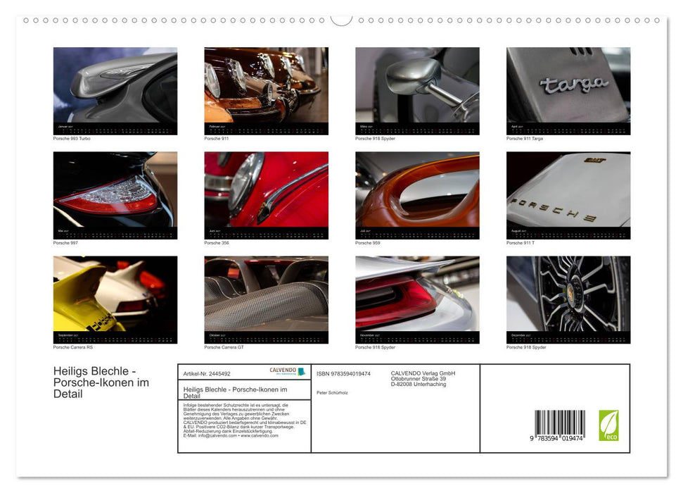 Heiligs Blechle - Porsche-Ikonen im Detail (CALVENDO Premium Wandkalender 2027)