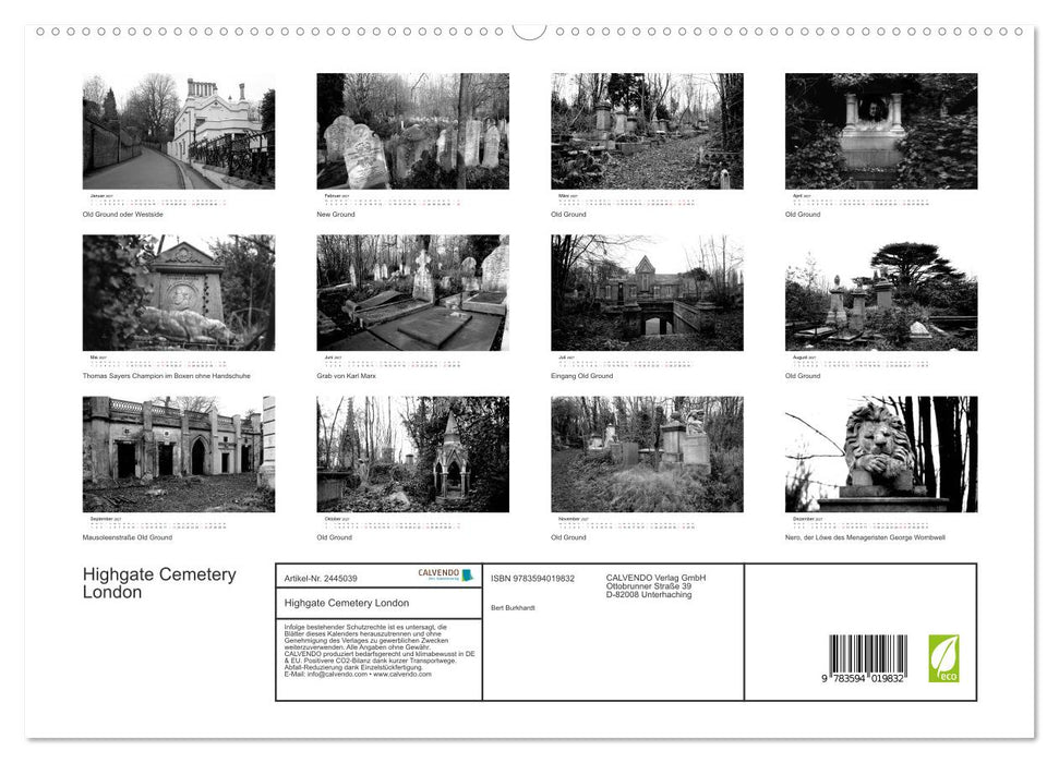Highgate Cemetery London (CALVENDO Premium Wandkalender 2027)