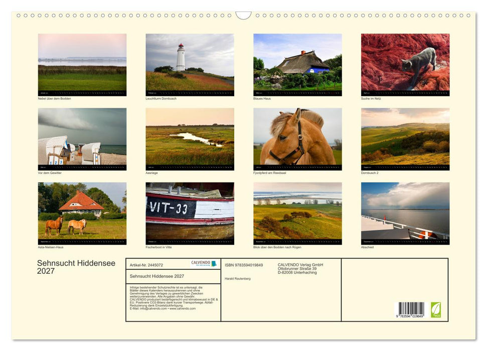 Sehnsucht Hiddensee 2027 (CALVENDO Wandkalender 2027)