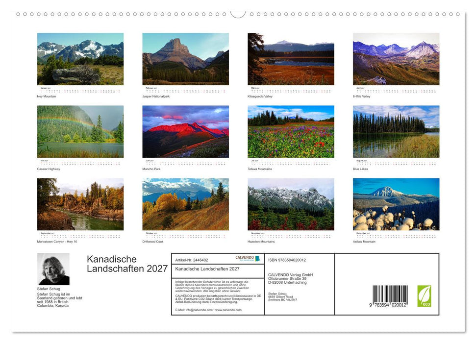 Kanadische Landschaften 2027 (CALVENDO Premium Wandkalender 2027)