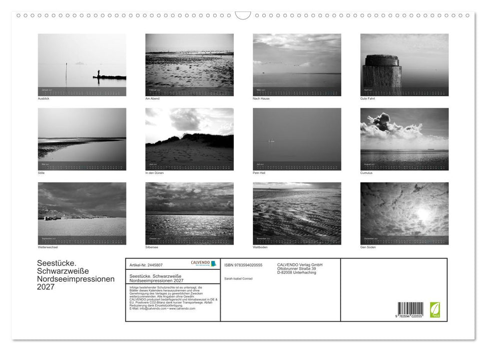 Seestücke. Schwarzweiße Nordseeimpressionen 2027 (CALVENDO Wandkalender 2027)