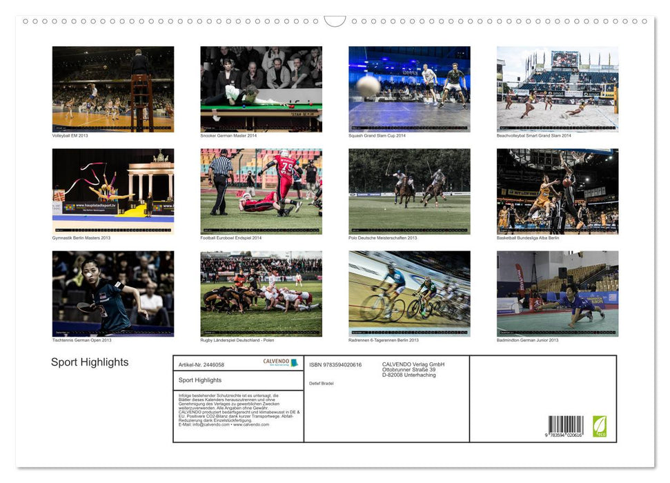 Sport Highlights (CALVENDO Wandkalender 2027)