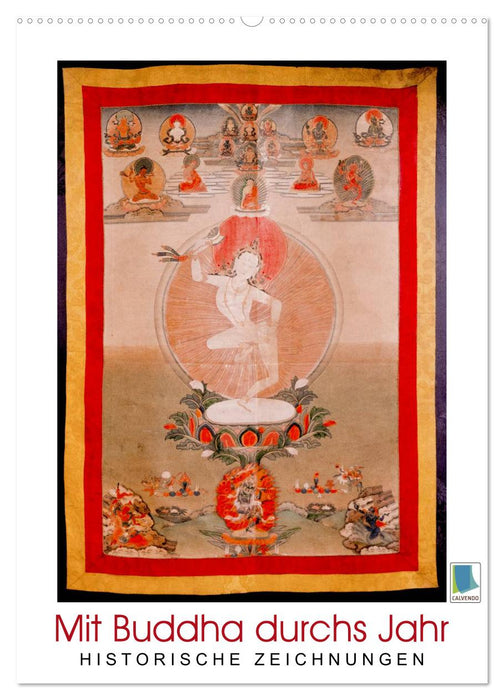 Mit Buddha durchs Jahr: historische Zeichnungen (CALVENDO Wandkalender 2027)