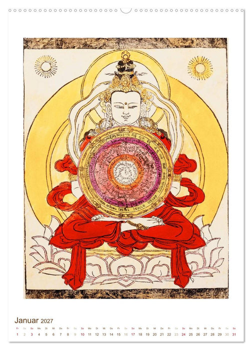 Mit Buddha durchs Jahr: historische Zeichnungen (CALVENDO Wandkalender 2027)
