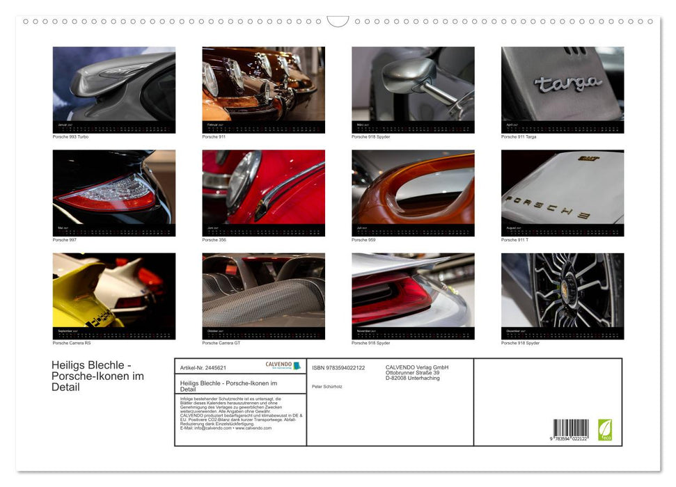 Heiligs Blechle - Porsche-Ikonen im Detail (CALVENDO Wandkalender 2027)