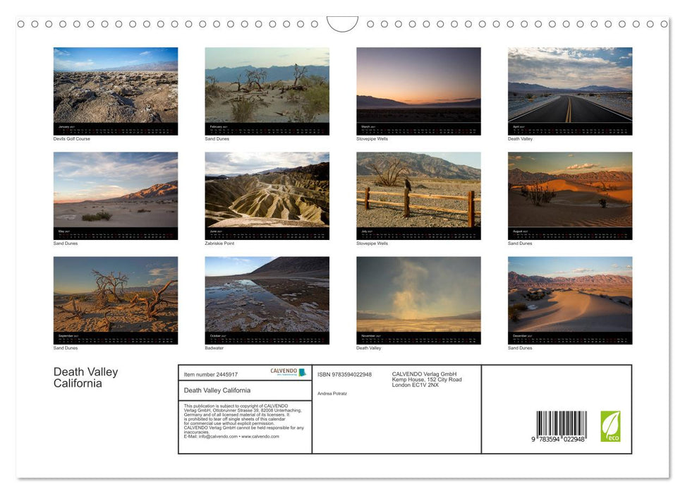 Death Valley California (CALVENDO Monthly Calendar 2027)