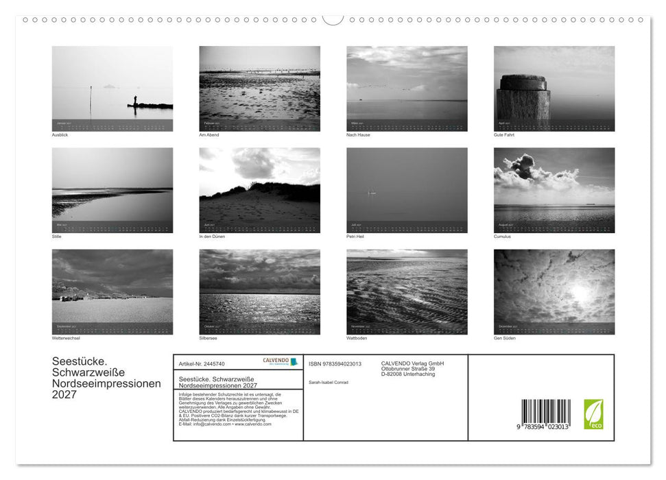 Seestücke. Schwarzweiße Nordseeimpressionen 2027 (CALVENDO Premium Wandkalender 2027)