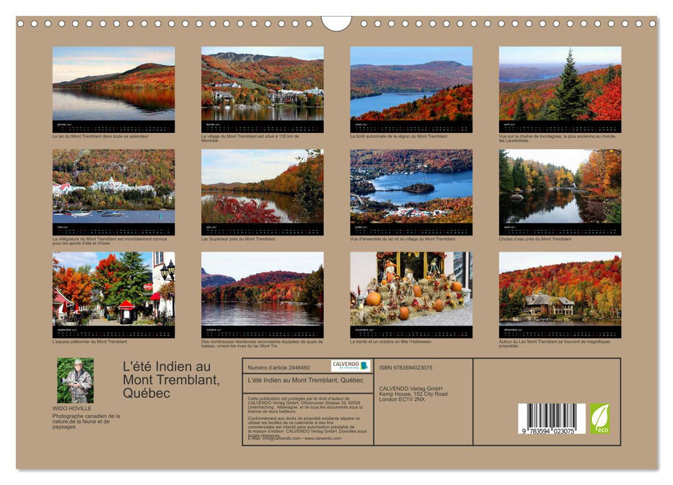 L'été Indien au Mont Tremblant, Québec (CALVENDO Calendrier mensuel 2027)