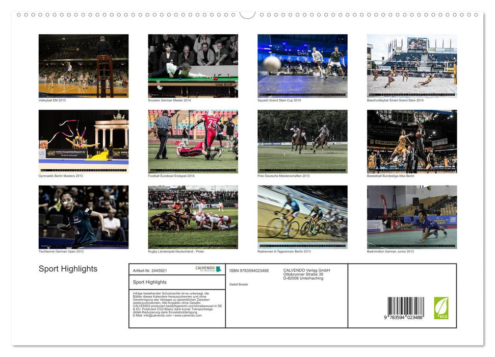 Sport Highlights (CALVENDO Premium Wandkalender 2027)