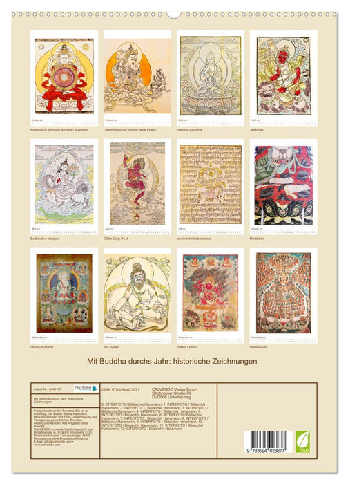 Mit Buddha durchs Jahr: historische Zeichnungen (CALVENDO Premium Wandkalender 2027)