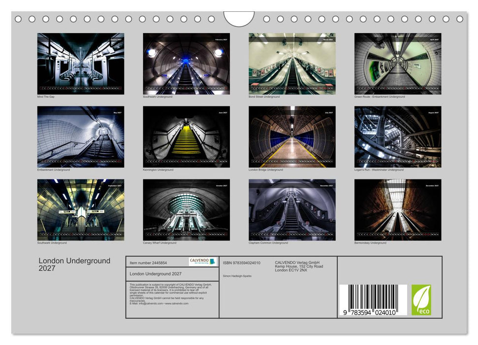 London Underground 2027 (CALVENDO Monthly Calendar 2027)