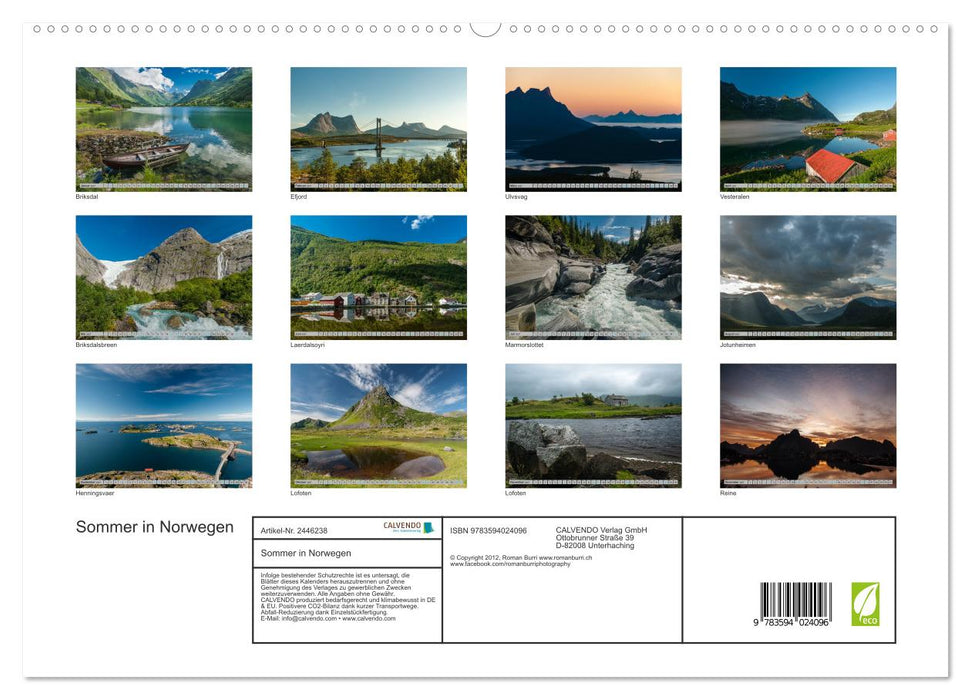 Sommer in Norwegen (CALVENDO Premium Wandkalender 2027)