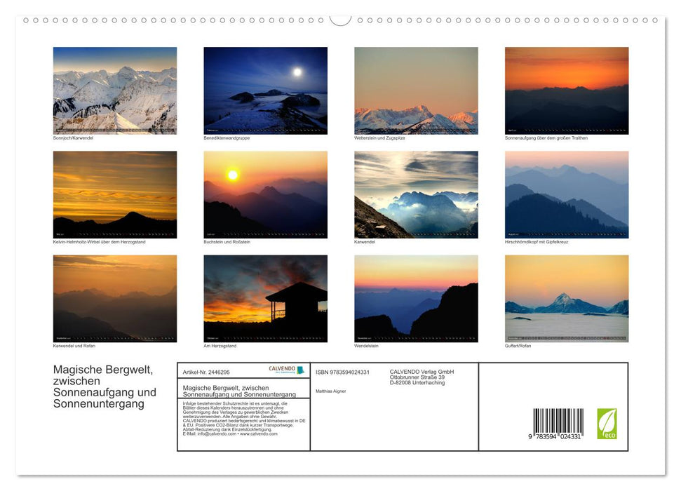 Magische Bergwelt, zwischen Sonnenaufgang und Sonnenuntergang (CALVENDO Premium Wandkalender 2027)