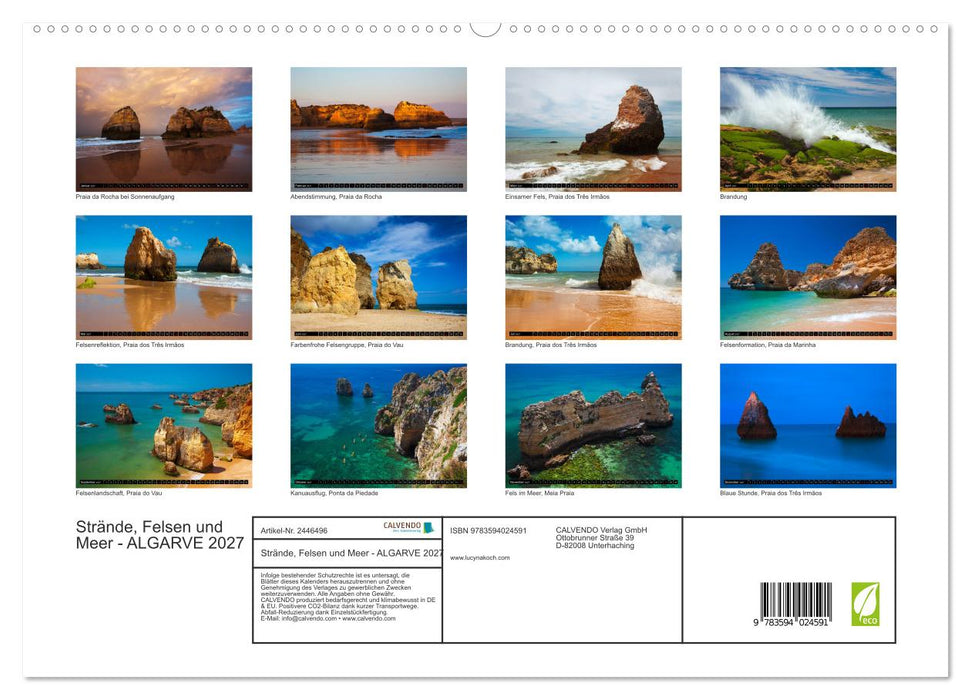 Strände, Felsen und Meer - ALGARVE 2027 (CALVENDO Premium Wandkalender 2027)