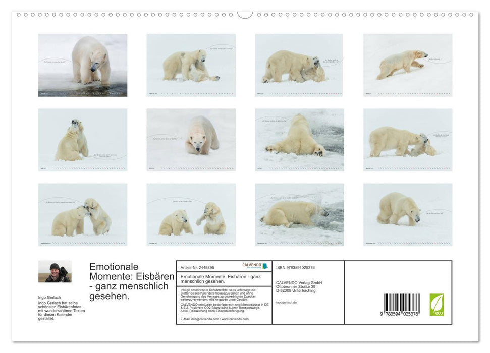Emotionale Momente: Eisbären - ganz menschlich gesehen. (CALVENDO Premium Wandkalender 2027)