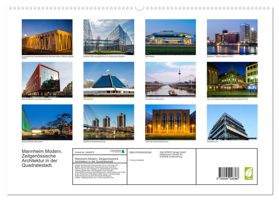 Mannheim Modern. Zeitgenössische Architektur in der Quadratestadt. (CALVENDO Premium Wandkalender 2027)