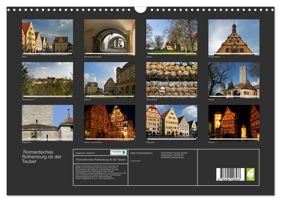 Romantisches Rothenburg ob der Tauber (CALVENDO Wandkalender 2027)