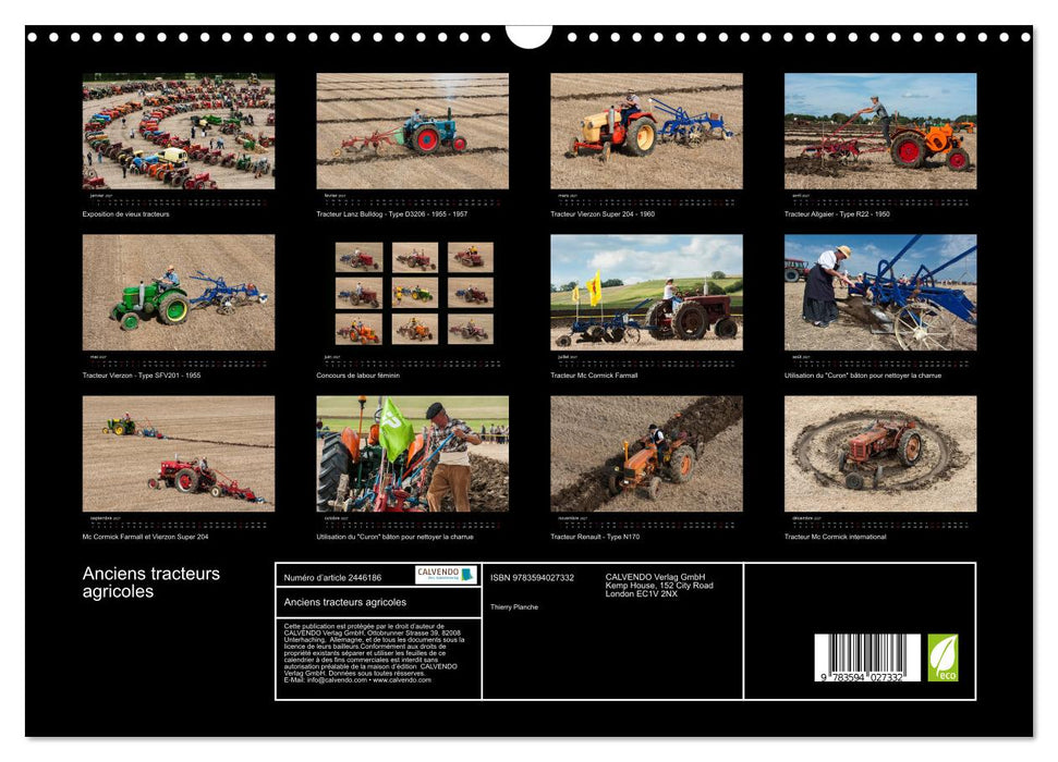 Anciens tracteurs agricoles (CALVENDO Calendrier mensuel 2027)