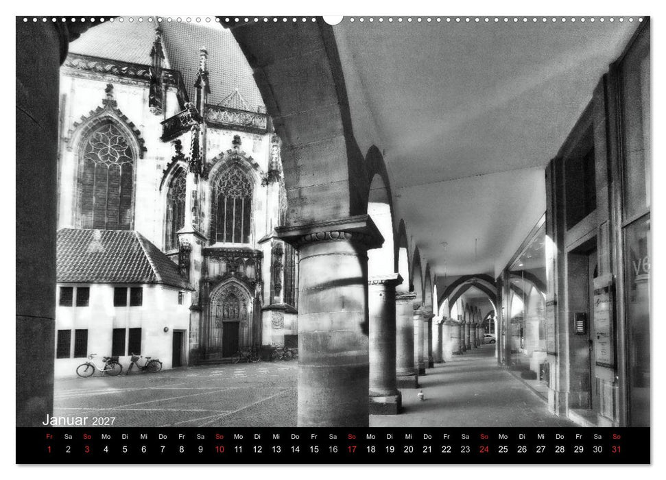 Münster in schwarz-weiß gesehen (CALVENDO Wandkalender 2027)