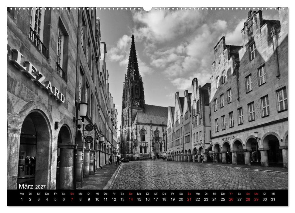 Münster in schwarz-weiß gesehen (CALVENDO Wandkalender 2027)