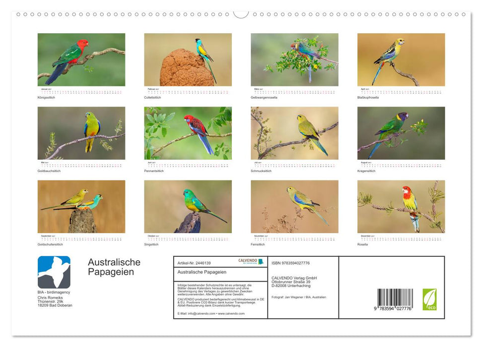 Australische Papageien (CALVENDO Premium Wandkalender 2027)