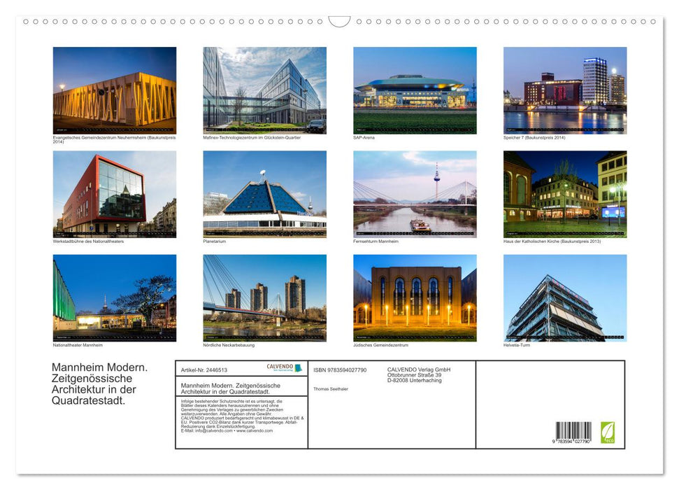 Mannheim Modern. Zeitgenössische Architektur in der Quadratestadt. (CALVENDO Wandkalender 2027)