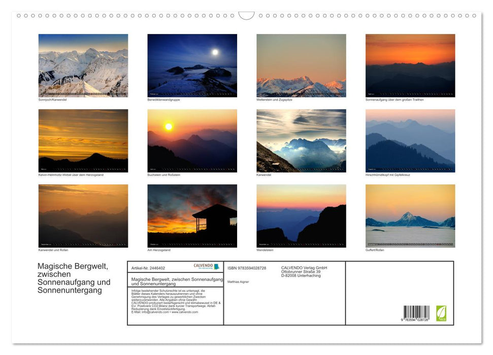 Magische Bergwelt, zwischen Sonnenaufgang und Sonnenuntergang (CALVENDO Wandkalender 2027)
