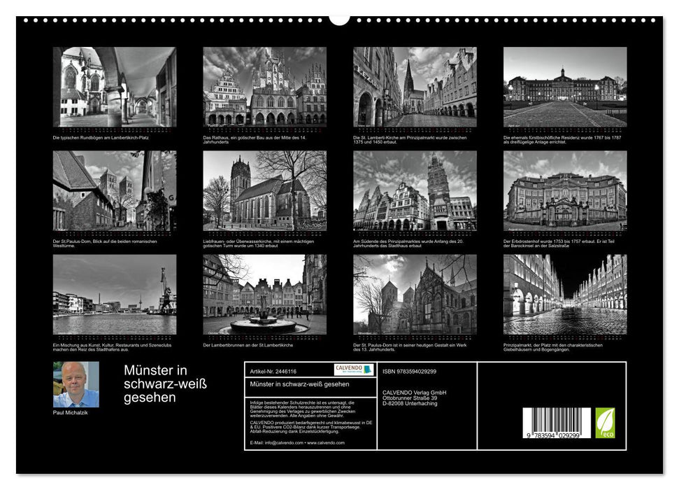 Münster in schwarz-weiß gesehen (CALVENDO Premium Wandkalender 2027)
