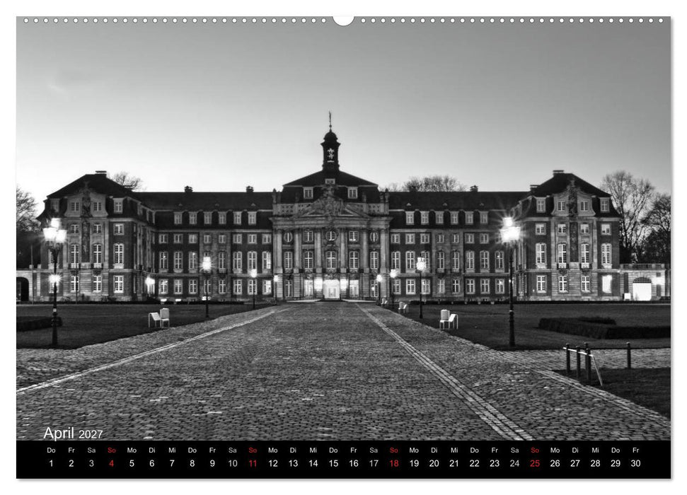 Münster in schwarz-weiß gesehen (CALVENDO Premium Wandkalender 2027)