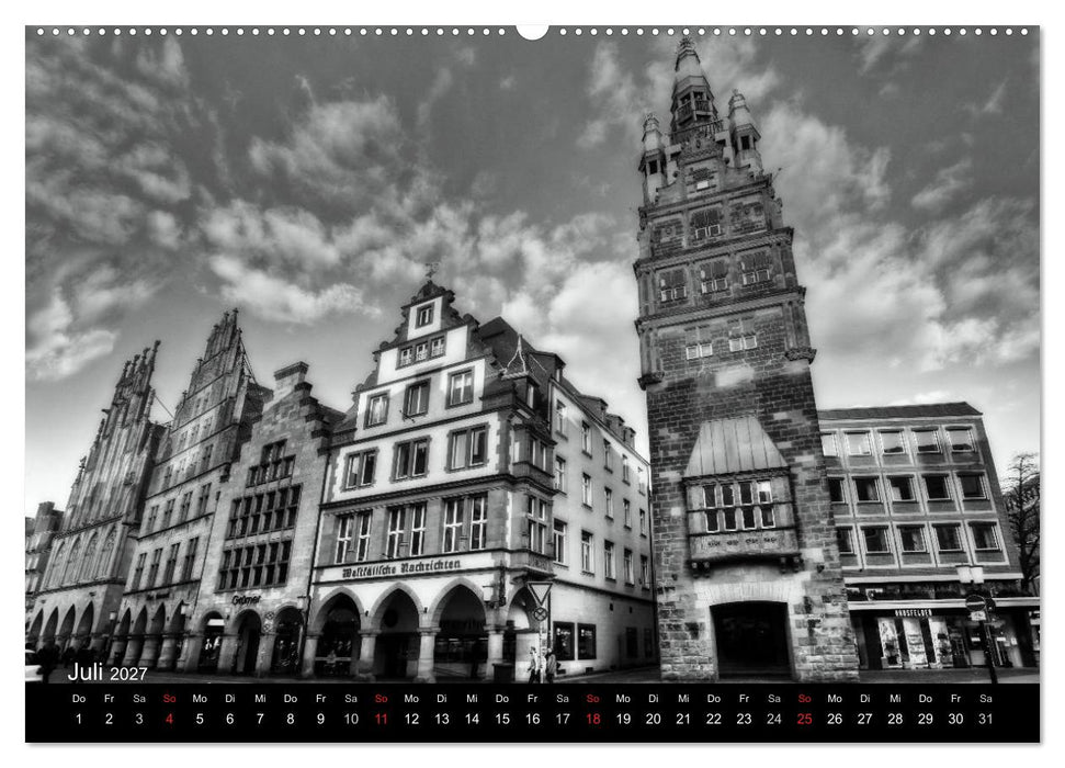 Münster in schwarz-weiß gesehen (CALVENDO Premium Wandkalender 2027)