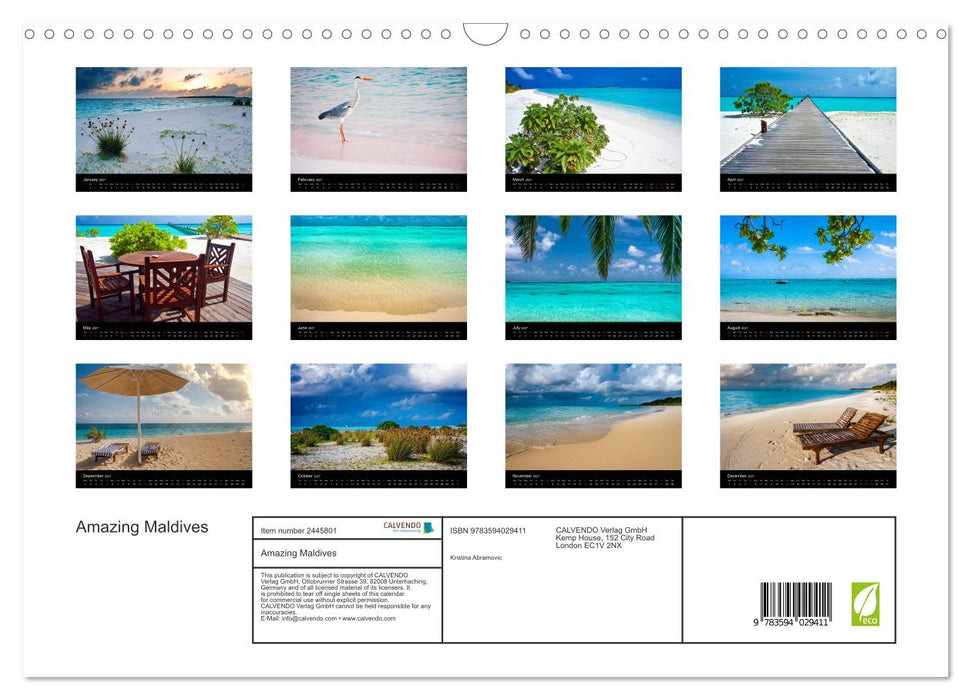 Amazing Maldives (CALVENDO Monthly Calendar 2027)