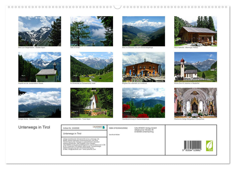 Unterwegs in Tirol (CALVENDO Premium Wandkalender 2027)
