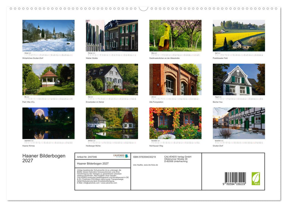 Haaner Bilderbogen 2027 (CALVENDO Premium Wandkalender 2027)