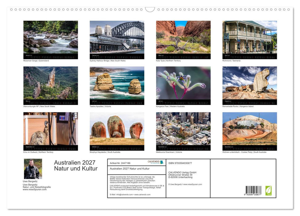 Australien 2027 Natur und Kultur (CALVENDO Wandkalender 2027)