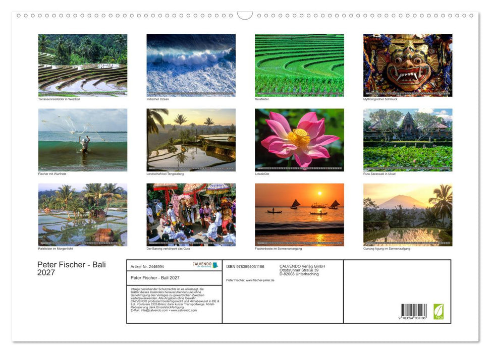 Peter Fischer - Bali 2027 (CALVENDO Wandkalender 2027)