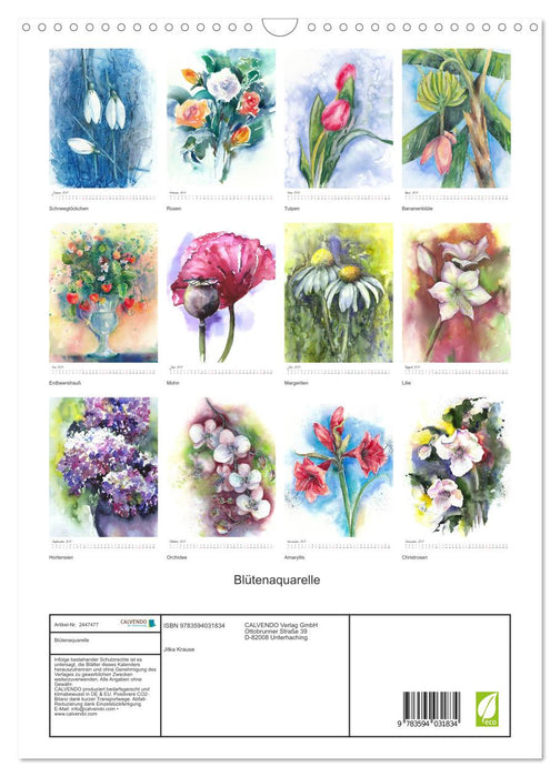 Blütenaquarelle (CALVENDO Wandkalender 2027)