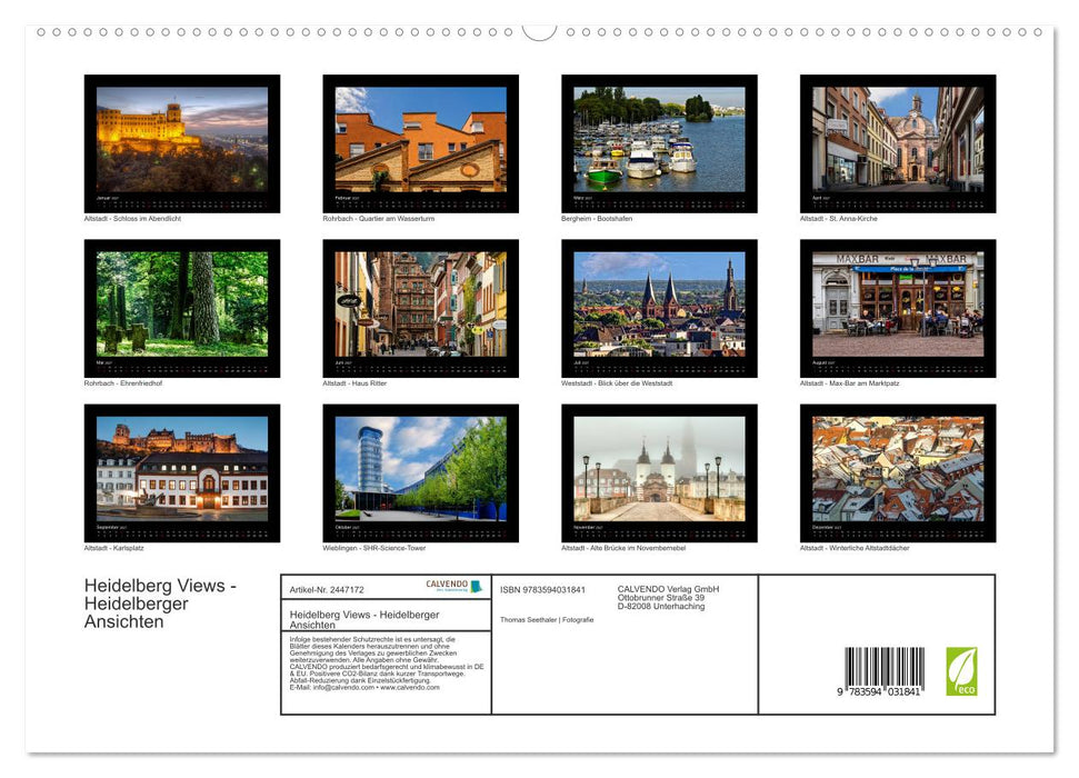 Heidelberg Views - Heidelberger Ansichten (CALVENDO Premium Wandkalender 2027)
