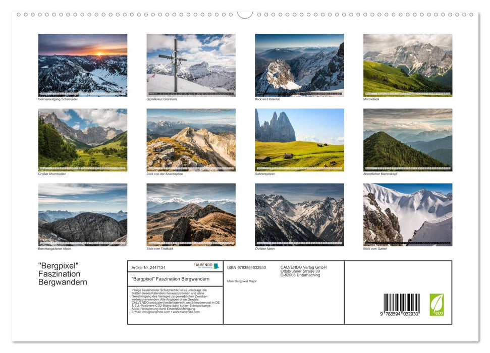 "Bergpixel" Faszination Bergwandern (CALVENDO Premium Wandkalender 2027)