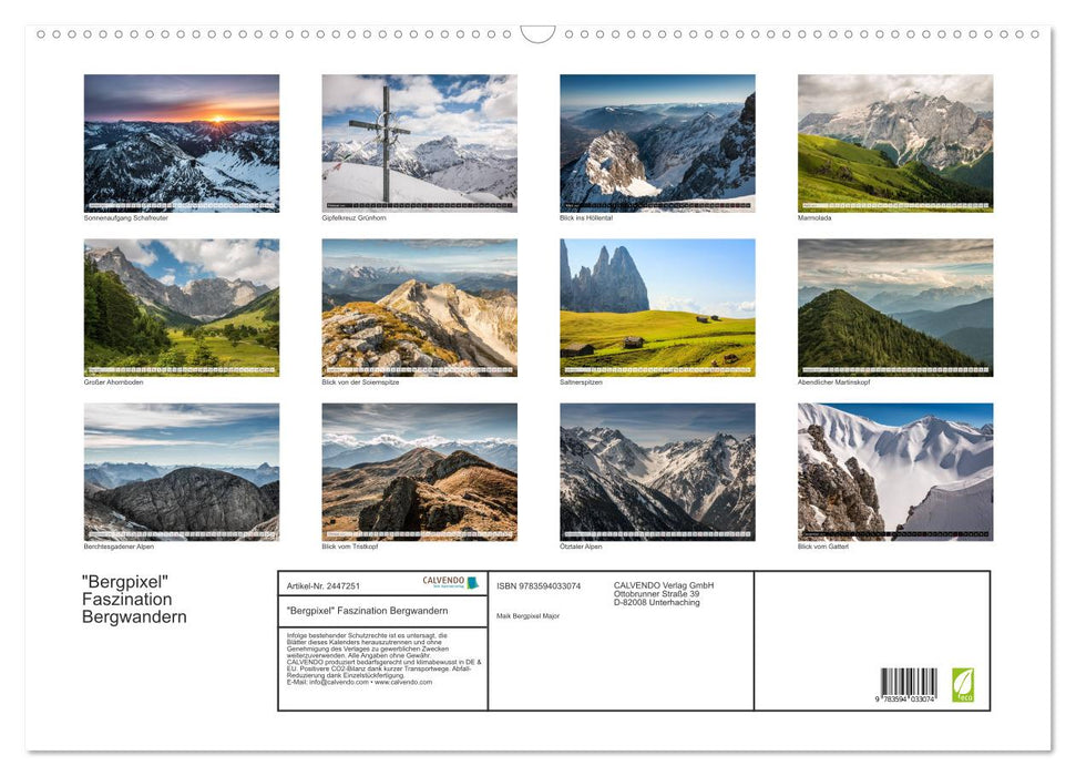 "Bergpixel" Faszination Bergwandern (CALVENDO Wandkalender 2027)