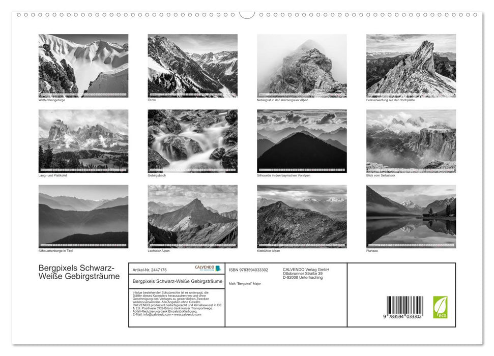 Bergpixels Schwarz-Weiße Gebirgsträume (CALVENDO Premium Wandkalender 2027)