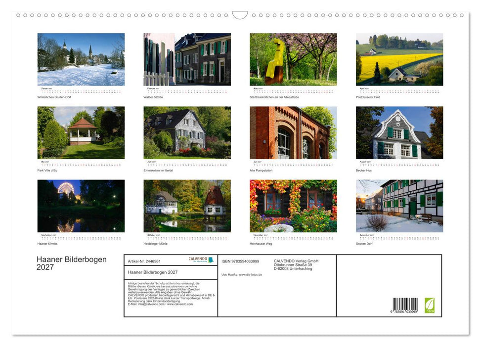 Haaner Bilderbogen 2027 (CALVENDO Wandkalender 2027)