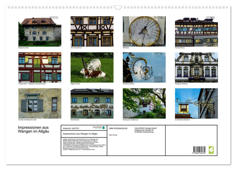 Impressionen aus Wangen im Allgäu (CALVENDO Wandkalender 2027)