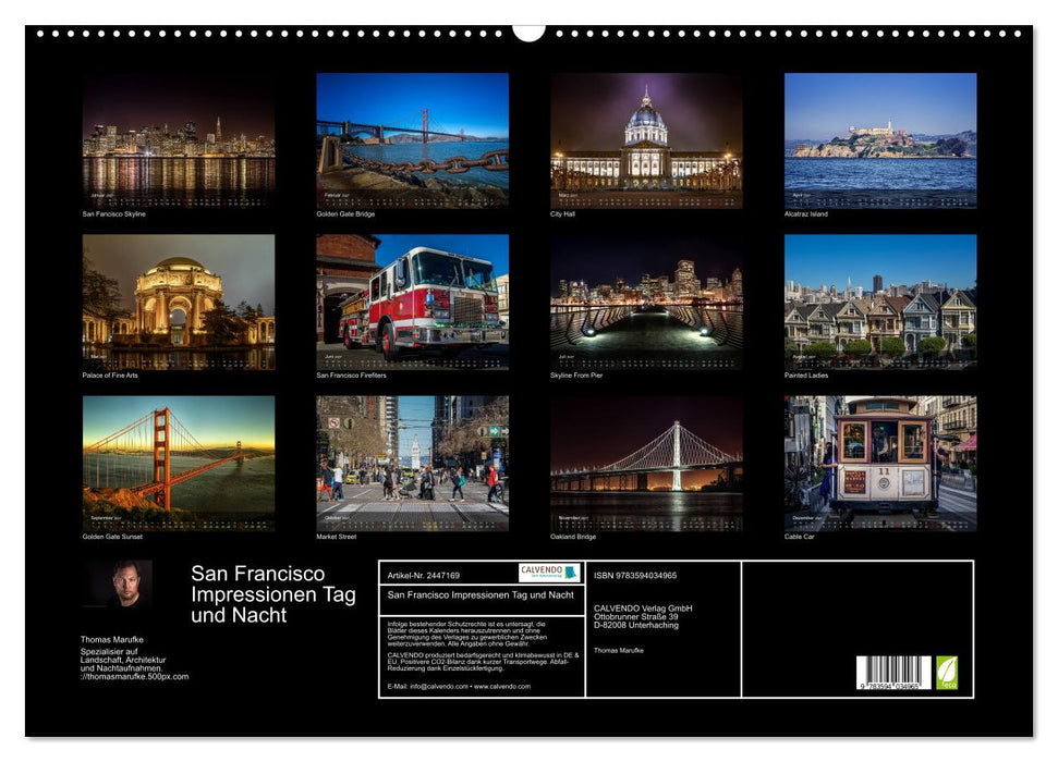 San Francisco Impressionen Tag und Nacht (CALVENDO Wandkalender 2027)