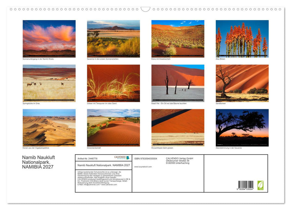 Namib Naukluft Nationalpark. NAMIBIA 2027 (CALVENDO Wandkalender 2027)