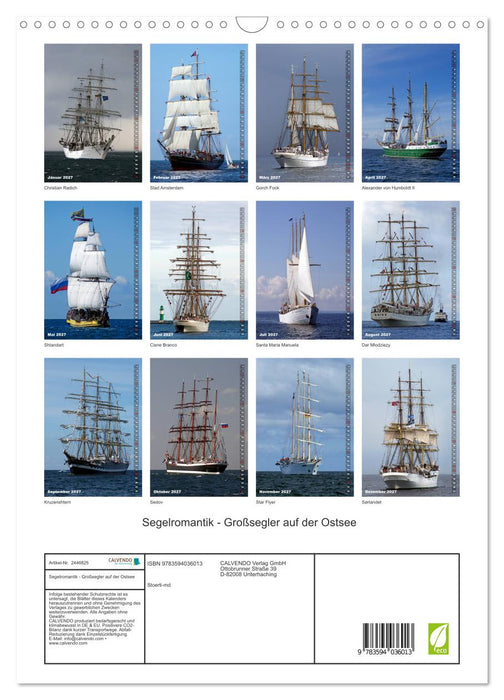 Segelromantik - Großsegler auf der Ostsee (CALVENDO Wandkalender 2027)