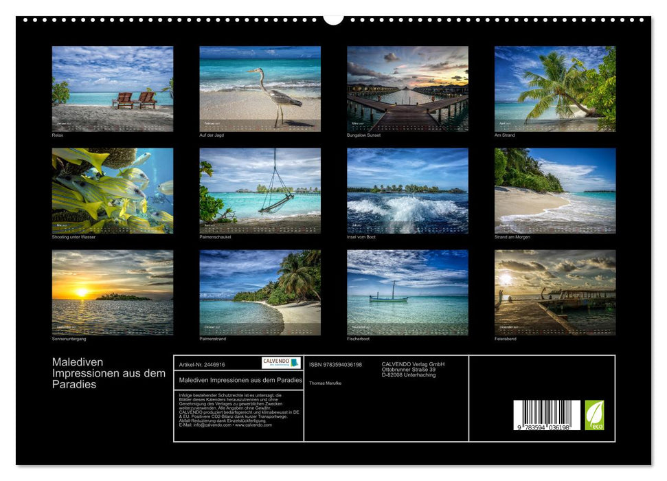 Malediven Impressionen aus dem Paradies (CALVENDO Premium Wandkalender 2027)