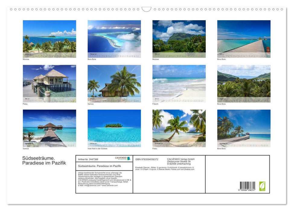 Südseeträume. Paradiese im Pazifik (CALVENDO Wandkalender 2027)