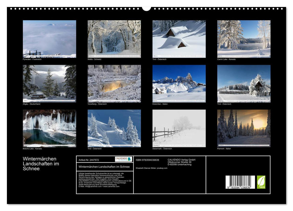 Wintermärchen Landschaften im Schnee (CALVENDO Premium Wandkalender 2027)